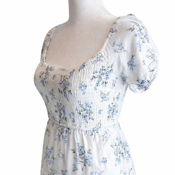 Hollister Blue & White Floral Tie Back Mini Dress | Size Small - Picture 7 of 11